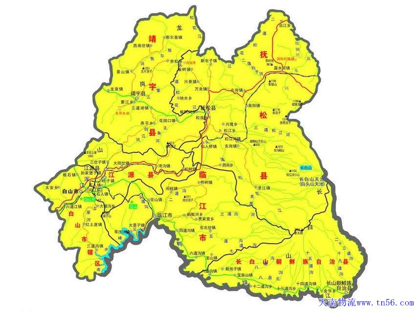 天南物流白山市舆图